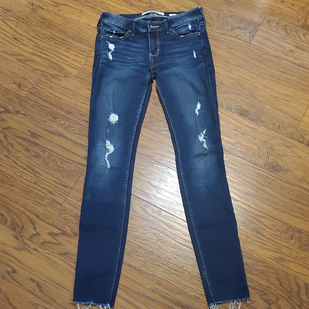Hollister Dark Blue Distressed Skinny Jeans